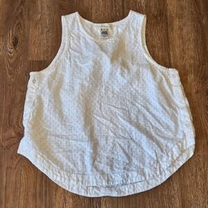 Cloth & Stone Tank Top Women Medium White Eyelet Button Sleeveless Summer Casual